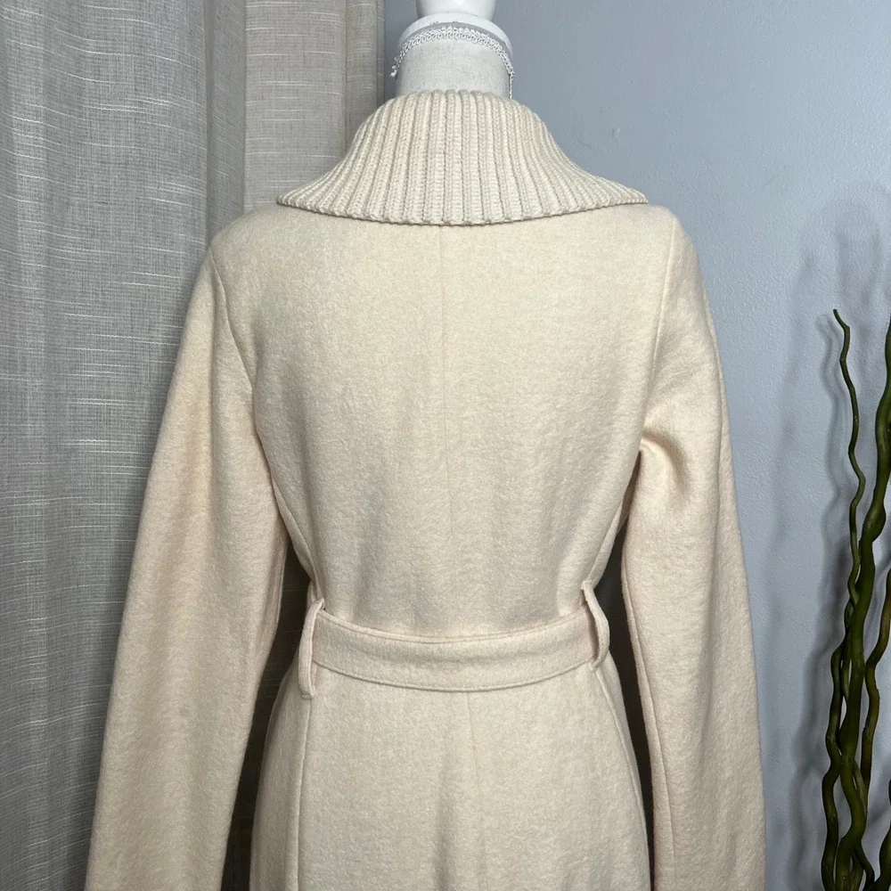 Banana Republic Wool Coat Jacket Wrap Shawl Belted Cream Ivory Womens Size Small